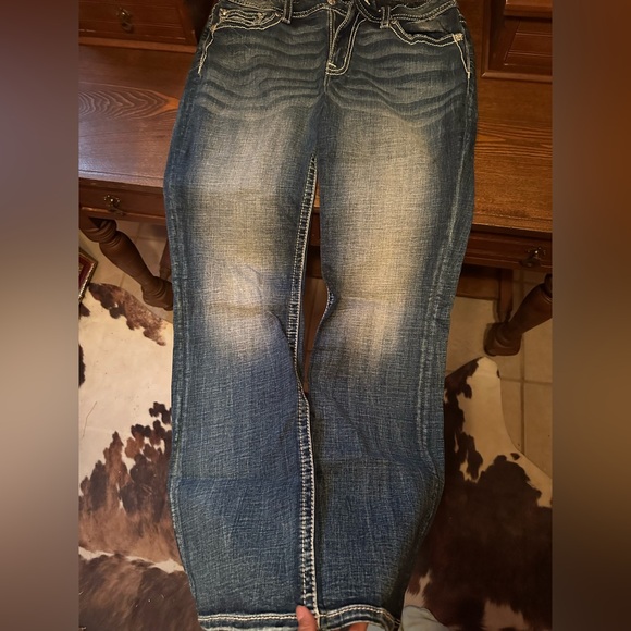 Miss Me Blue Boot Cut Jeans with Contrasting Stitching - Picture 4 of 4